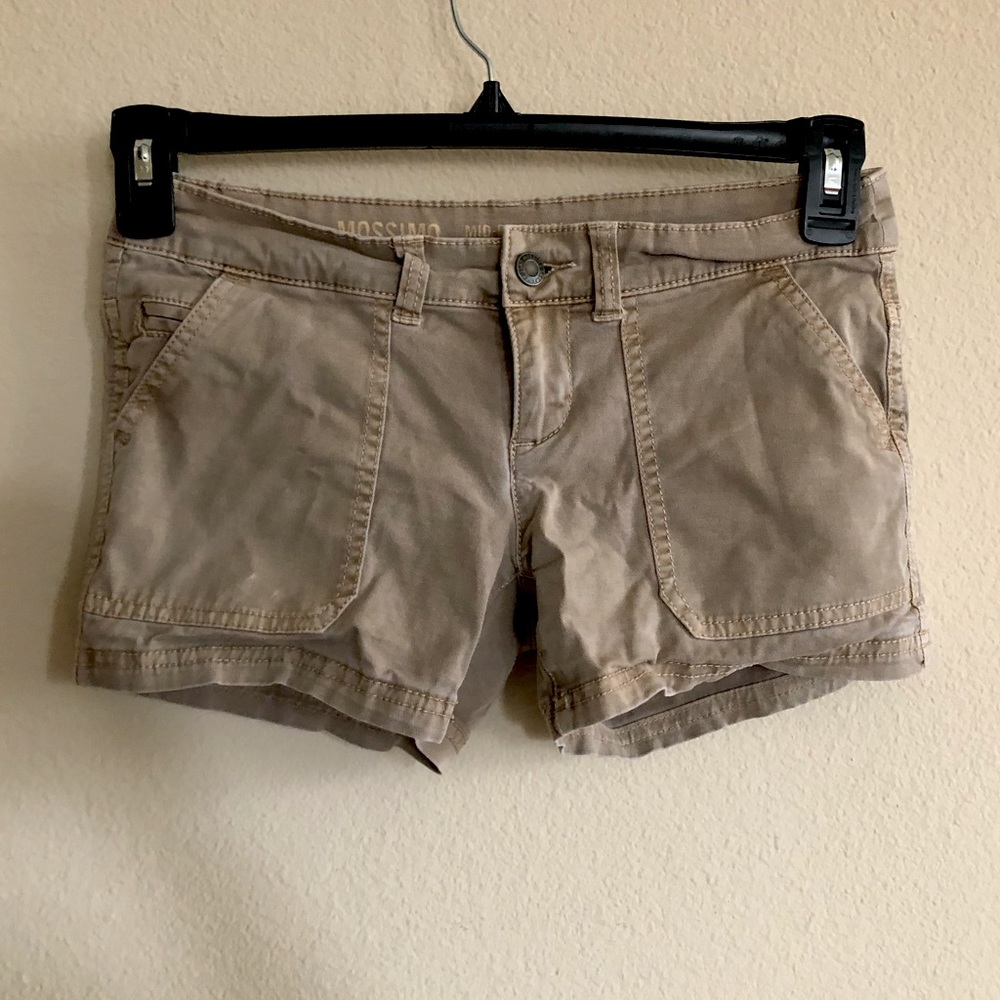 Mid Rise Khaki Shorts